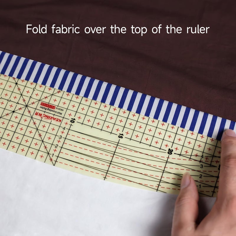 KEARING HR2565, Hot Hem Ruler for Sewing, 6.5 x 25 CM, Metric, Patented Heat Resistant Non-Slip Hot Ironing Ruler for Measure, Mark, Fold, Press with Dry or Steam Iron - Image 4